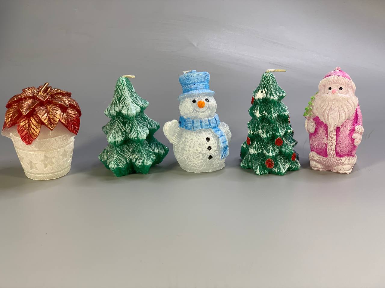 Набор декоративных новогодних свечей (елка, снеговик, новогодний цветок, морозко) 7,5см,  20 шт Разноцветный Unison (sw 75 -20)