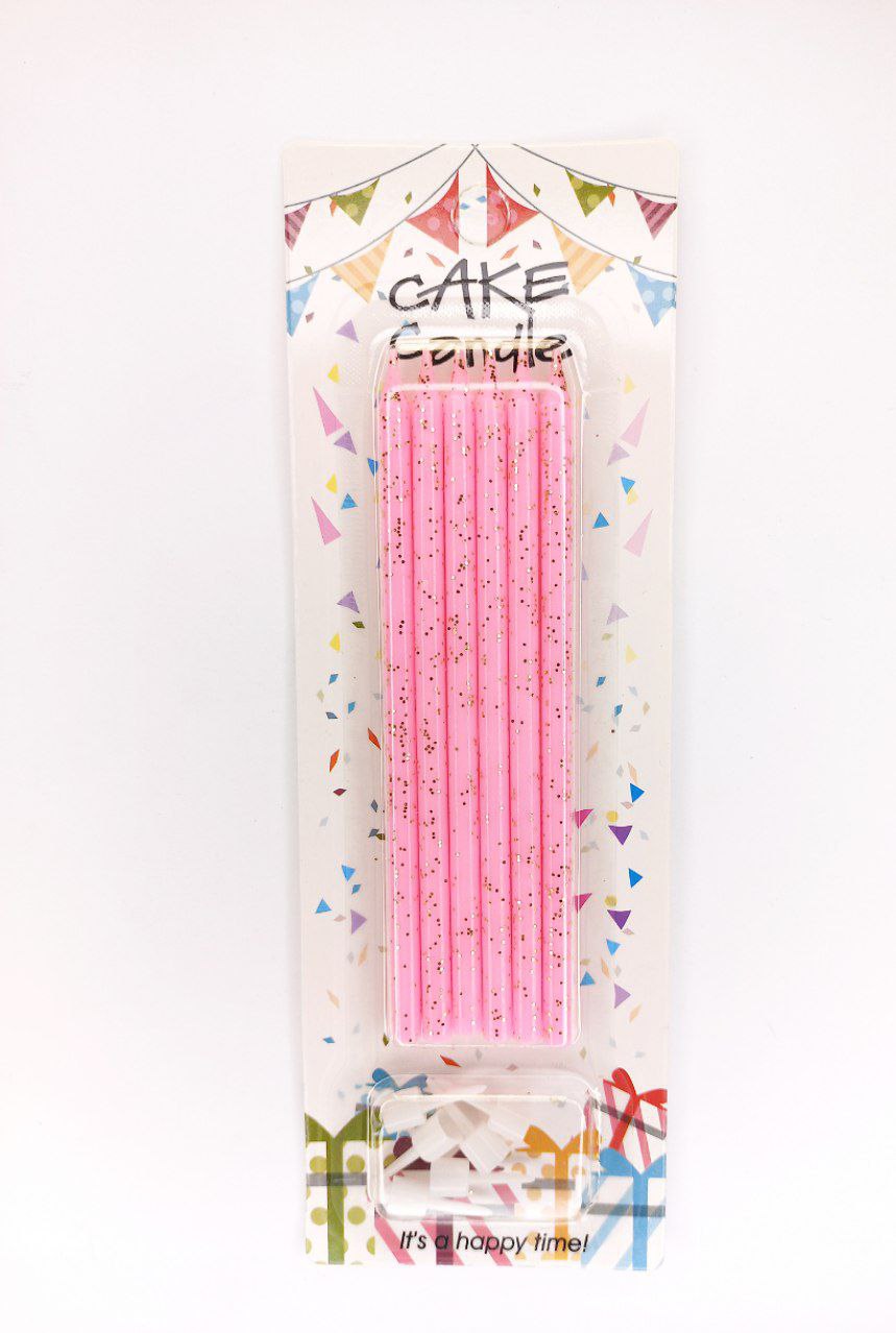 Свеча с блеском, 13см, розовые, 6шт/уп Розовый Unison (800240 pink)