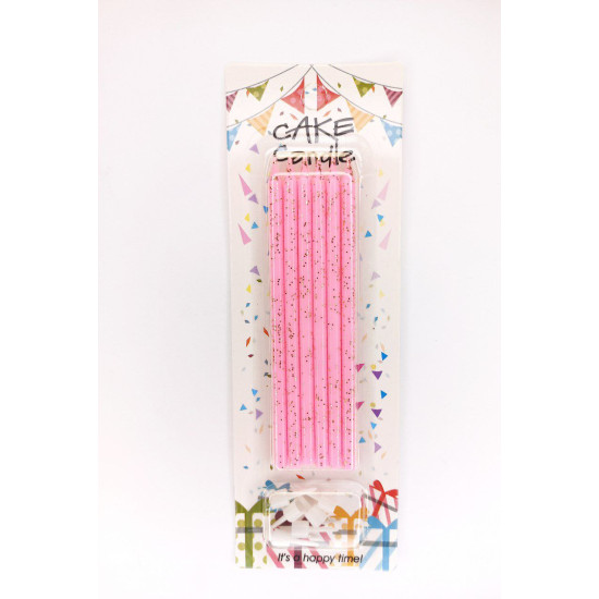 Свеча с блеском, 13см, розовые, 6шт/уп Розовый Unison (800240 pink)