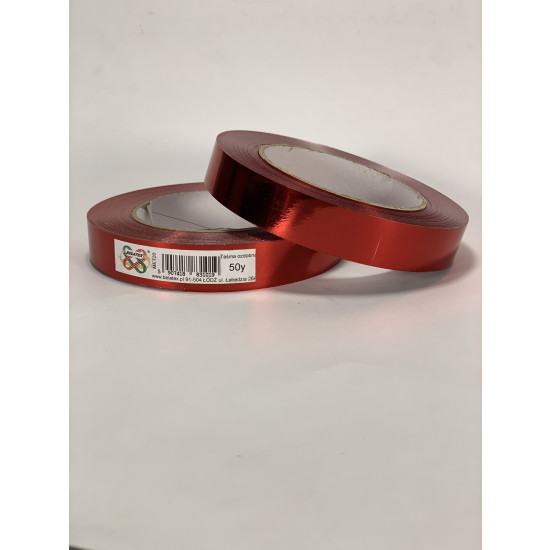 Лента пластиковая 2см, 50 ярд,  красная металлизированная , BELATEX (MET20-red)