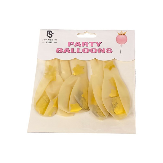 Шарики 10' (26см) конфетти - золотые звездочки, 5шт/уп Прозрачный Без бренда (1005-201)