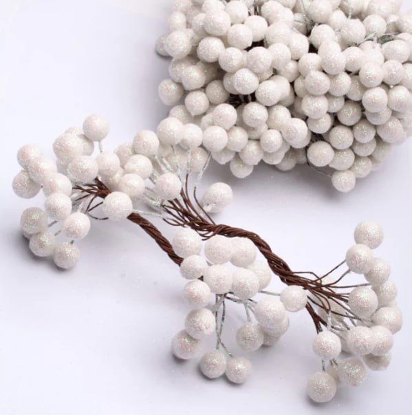 Декоративна гілочка засніженої калини, 12см Білий Unison (C03912)