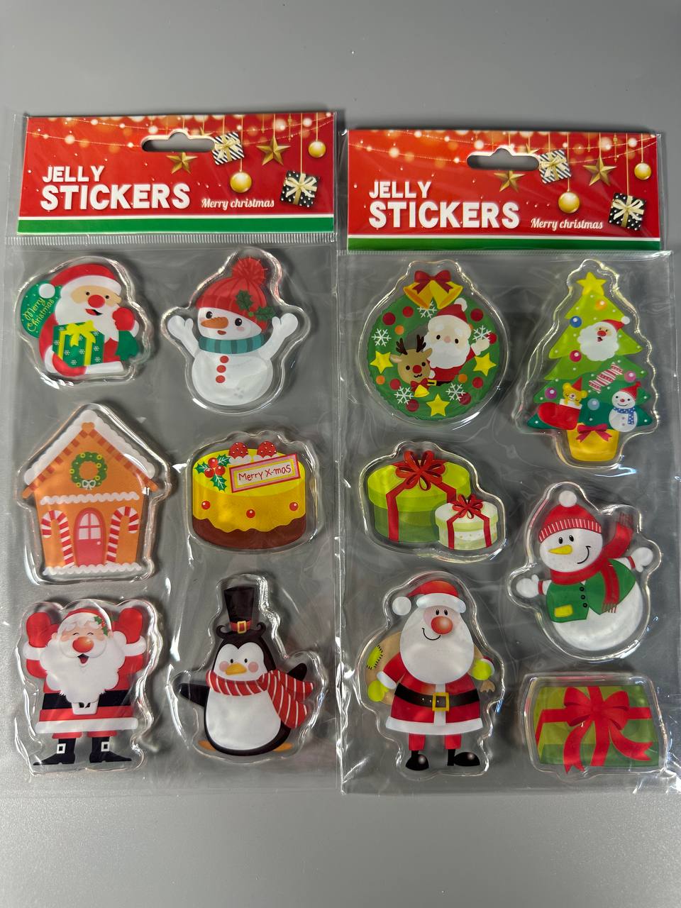 Наклейка гелевая "Новый год" 23х12см, 8 видов .микс Разноцветный Unison (ST-07104)