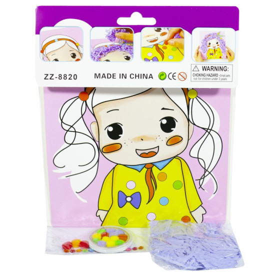 Набір для творчості "Прикрась картинку оксамитовою ниткою Забавні обличчя" Різнокольоровий Без бренду (2315-Н)