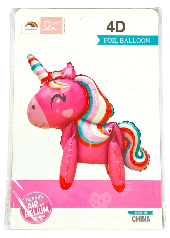 Фольгированный шар  «Единорог с ножками» розовый 60 х 68см Белый Без бренда (K-556)