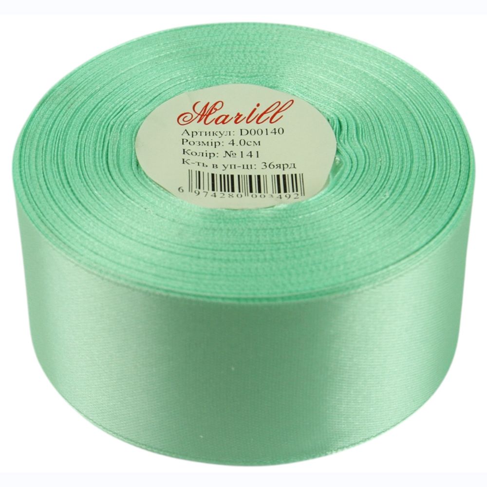 Атласна стрічка 4см (±5мм) x 33м Зелений Marill (LA4033-141)