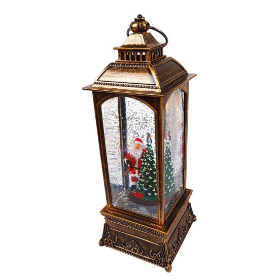 Фонарь декоративный светящийся новогодний LED, музыкальный "Санта Клаус" гель,блеск, 29 х 10см 2 вид (DW-3403-1)