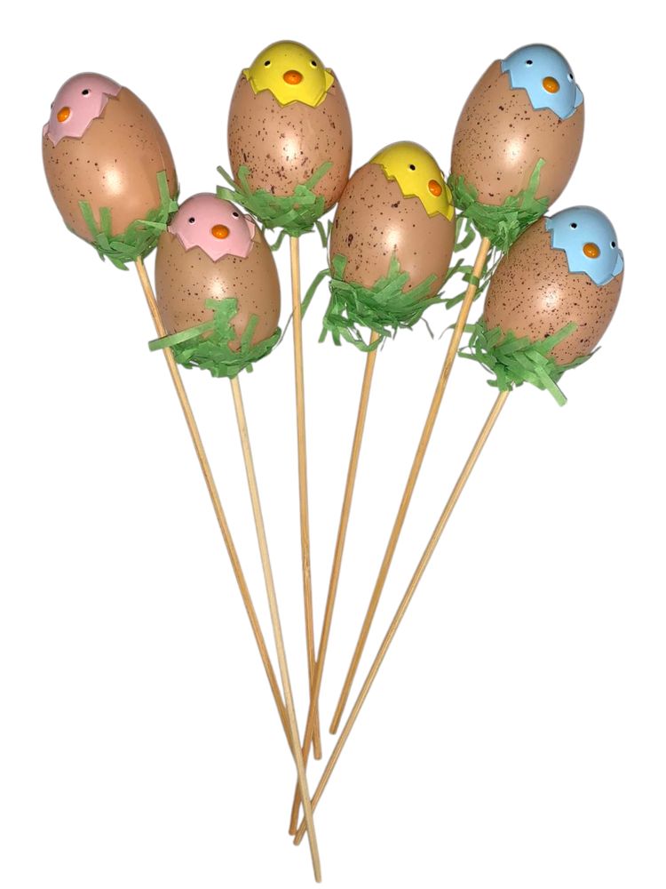 Топпер пасхальные яйца "Цыпленок в яйце" 6 х 4,5см -6шт (L00139)