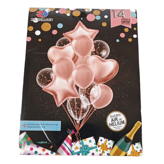 Набор из 14 шариков "Звезда, Сердце" (1212-14-2 lilac)