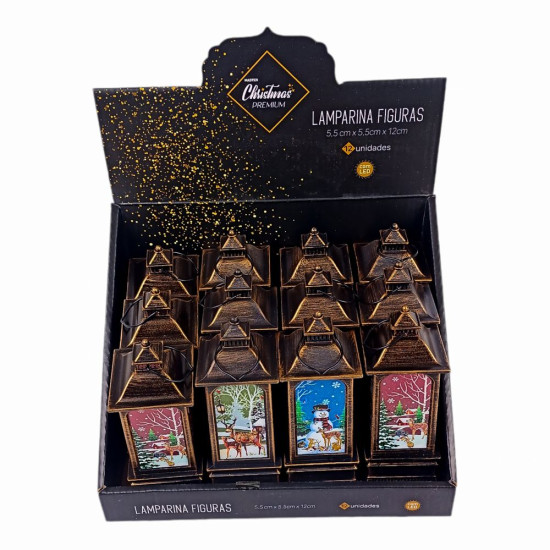 Фонарь декоративный новогодний, светящийся LED "Санта Клаус, Снеговик, Олень" 13 х 5см, бронза, 3 ви (ZF-086-C-1)