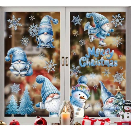 Набор сверкающих Рождественских наклеек на окна (7019)