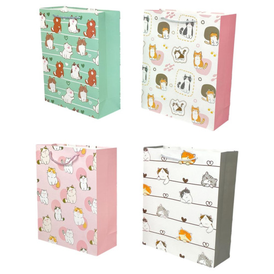 Пакет подарочный с фольгой 18 х 23 х 10см, 210гр, Котики Unison (526C-S)
