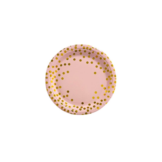 Тарелки бумажные TM Pelican 23cm "Розовые с золотым горошком"   10шт (871709)