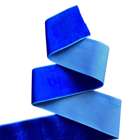 Бархатная лента  4 см (±5мм) х 30 ярдов Синий Marill (D00840- C 33)