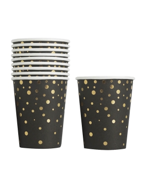 Стаканчики бумажные TM Pelican  "Черные с золотым горошком"  10шт (871406)