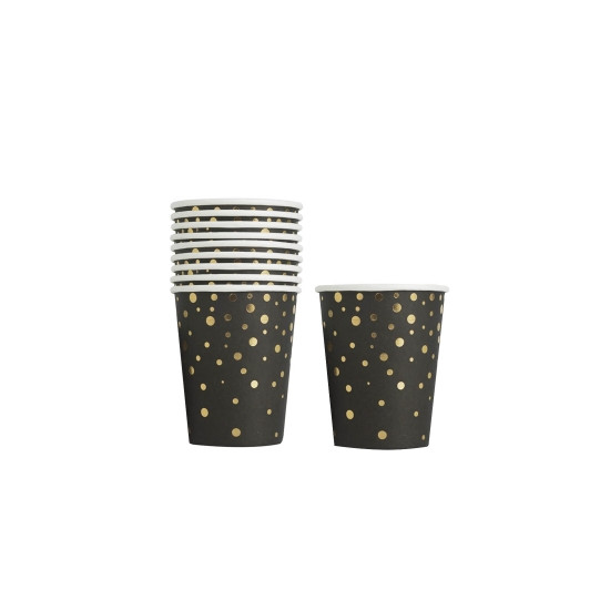 Стаканчики бумажные TM Pelican  "Черные с золотым горошком"  10шт (871406)