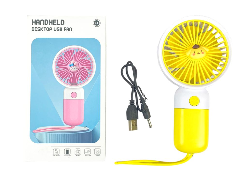 Вентилятор ручний 15см, 1 режим,  USB Жовтий Unison (2029A-L yellow)