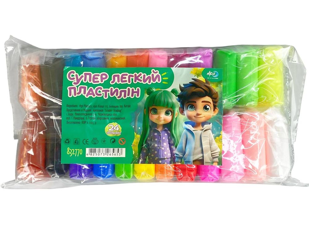 Масса для лепки супер легкий, 24 цвета, 195гр со стеками Разноцветный Без бренда (832770)