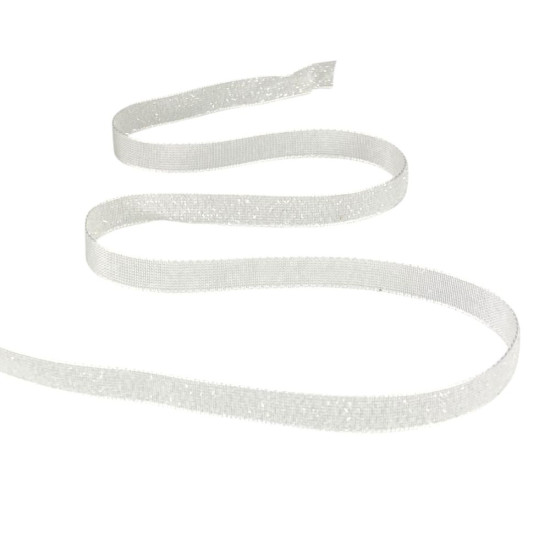 Бархатная лента с люрексом 1,0 см х 50 ярдов Белый Marill (D00710- 07)