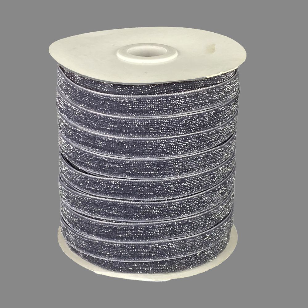 Бархатная лента блестящая 1,0 см х  50 ярдов Серый Marill (D16710- C 130)