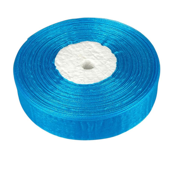 Лента с органзы ярко- голубая 2,0 см х  50 ярдов Голубой Marill (D02020-047)
