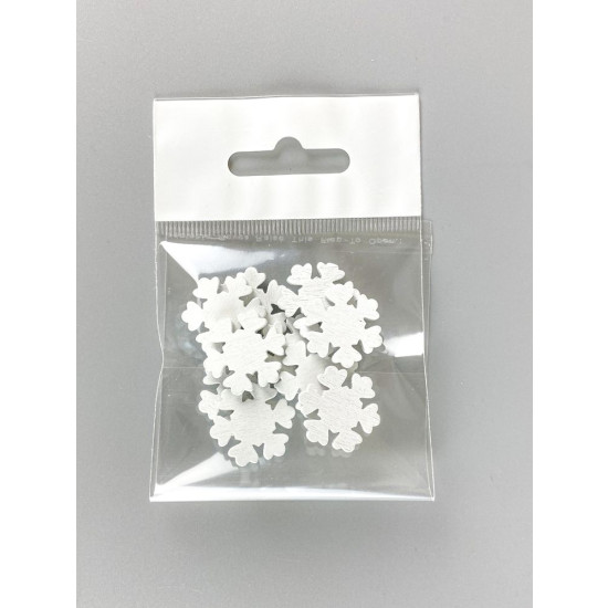 Дерев'яна сніжинка 2 х 3см, біла, 10шт (TK-005)