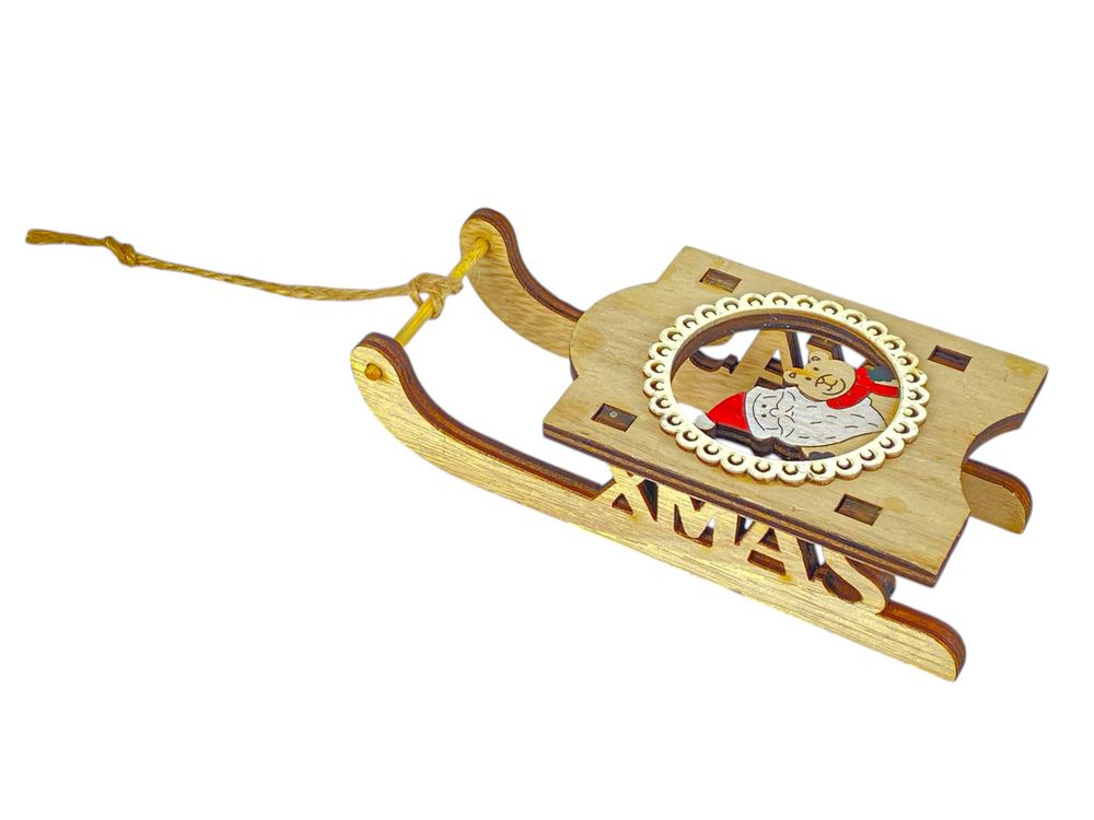 Деревянная подвеска  сани 13 х 6 х 3, 5см (L00407.1)