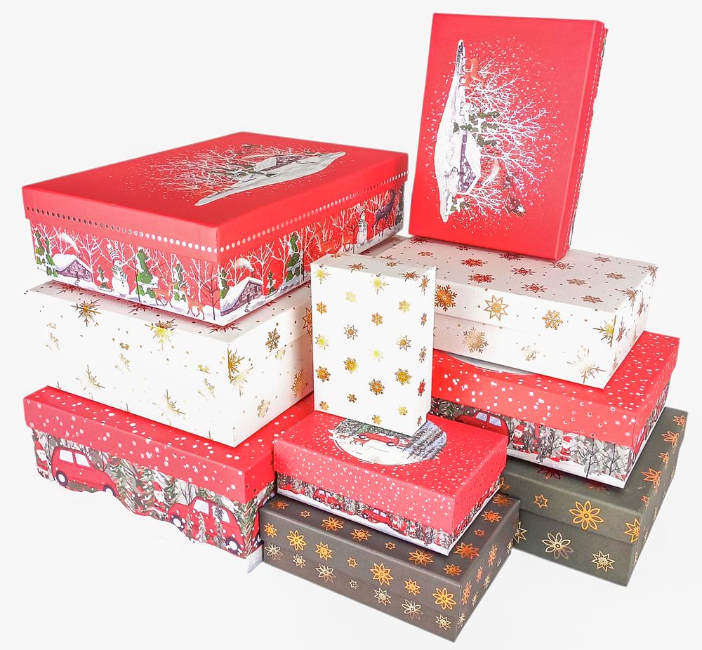 Подарочная новогодняя коробка прямоугольная 36 х 26 х 11см  , 10шт/наб (108125)