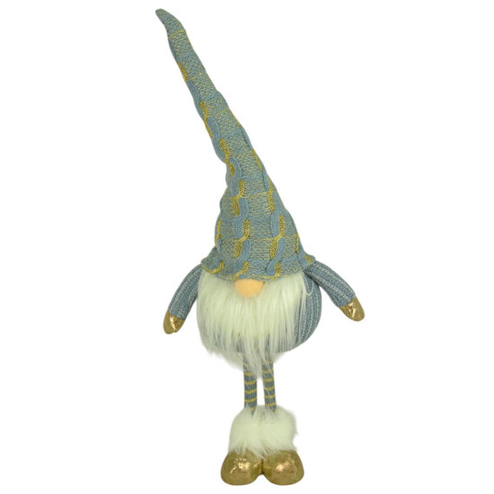 Новогодняя мягкая игрушка Гном, стоящий серо-золотой 50 см (L01141)