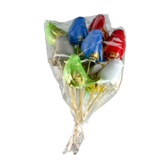 Набор цветных пасхальных Эко птиц с золотом 6см -12шт Разноцветный (L00212)