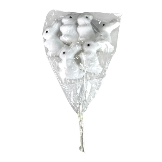 Набір білих великодніх кроликівт6 см -6шт на паличці (L00174)