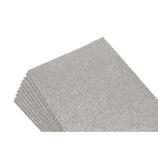 Фоамиран 1,8мм серебро  с глиттером -10листов- самоклейка, 8670 (8670)