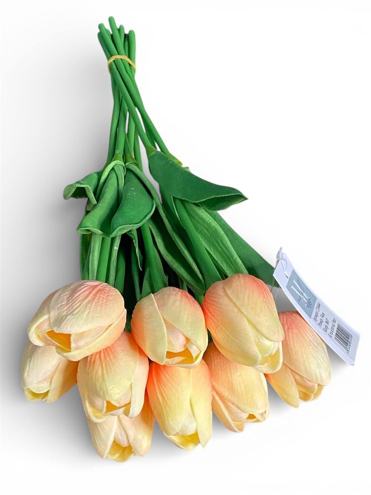 Букет тюльпанів з ефектом живого дотику 9 бутонів (4 х 4см) персиково-рожевий 34 см Різнокольоровий Marill (C30444-07)