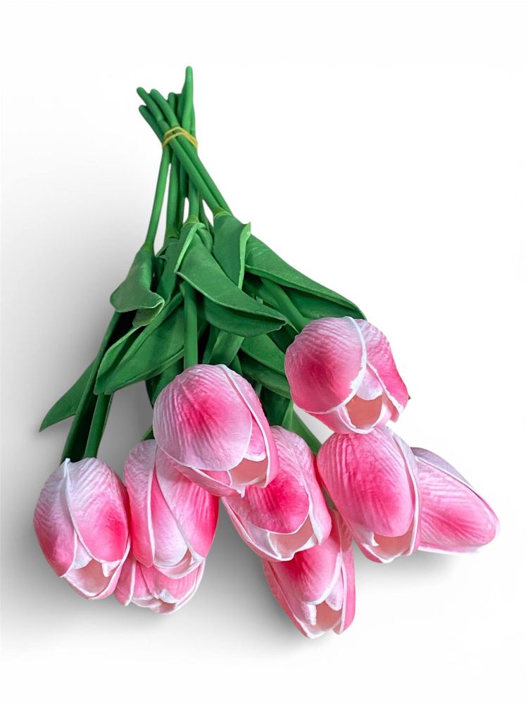 Букет латексних тюльпанів з ефектом живого дотику 9 бутонів (4 х 4см) рожева ніжність 34 см Рожевий Marill (C30444-10)