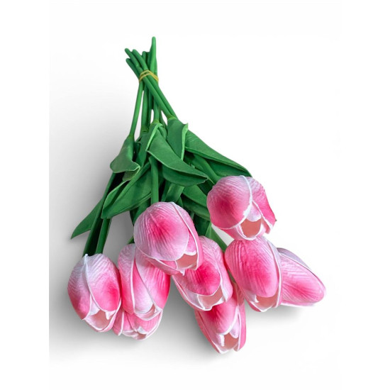 Букет латексних тюльпанів з ефектом живого дотику 9 бутонів (4 х 4см) рожева ніжність 34 см Рожевий Marill (C30444-10)