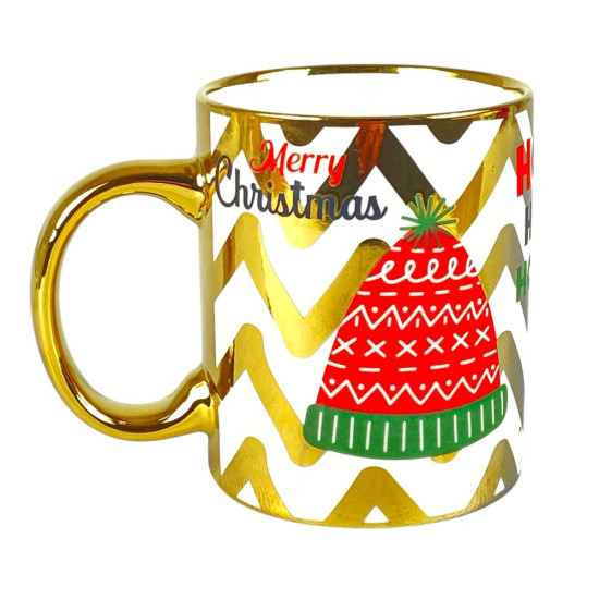 Чашка 350мл Новогодний принт с золотом (CP7438)