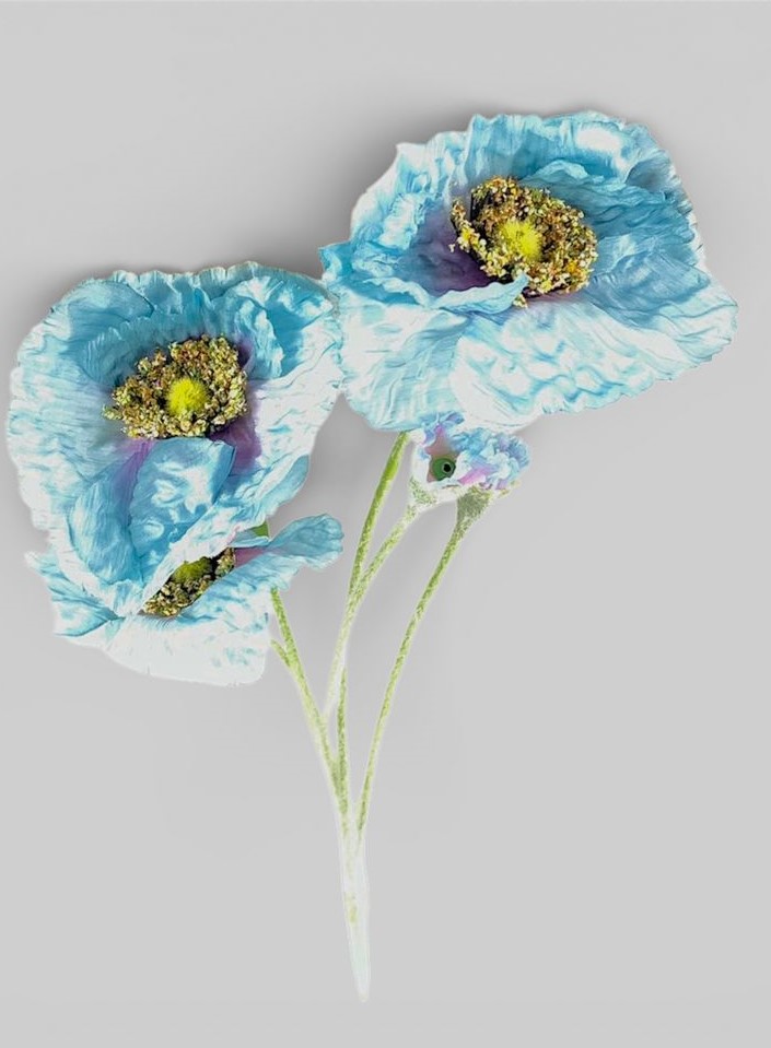 Ветка с маками, 65 см, голубая Unison (c30511-1)