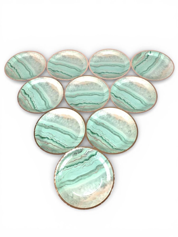 Тарілки картонні одноразові, 10 шт 23см, 250 грам, Мармур з фольгою Unison (CP7319)