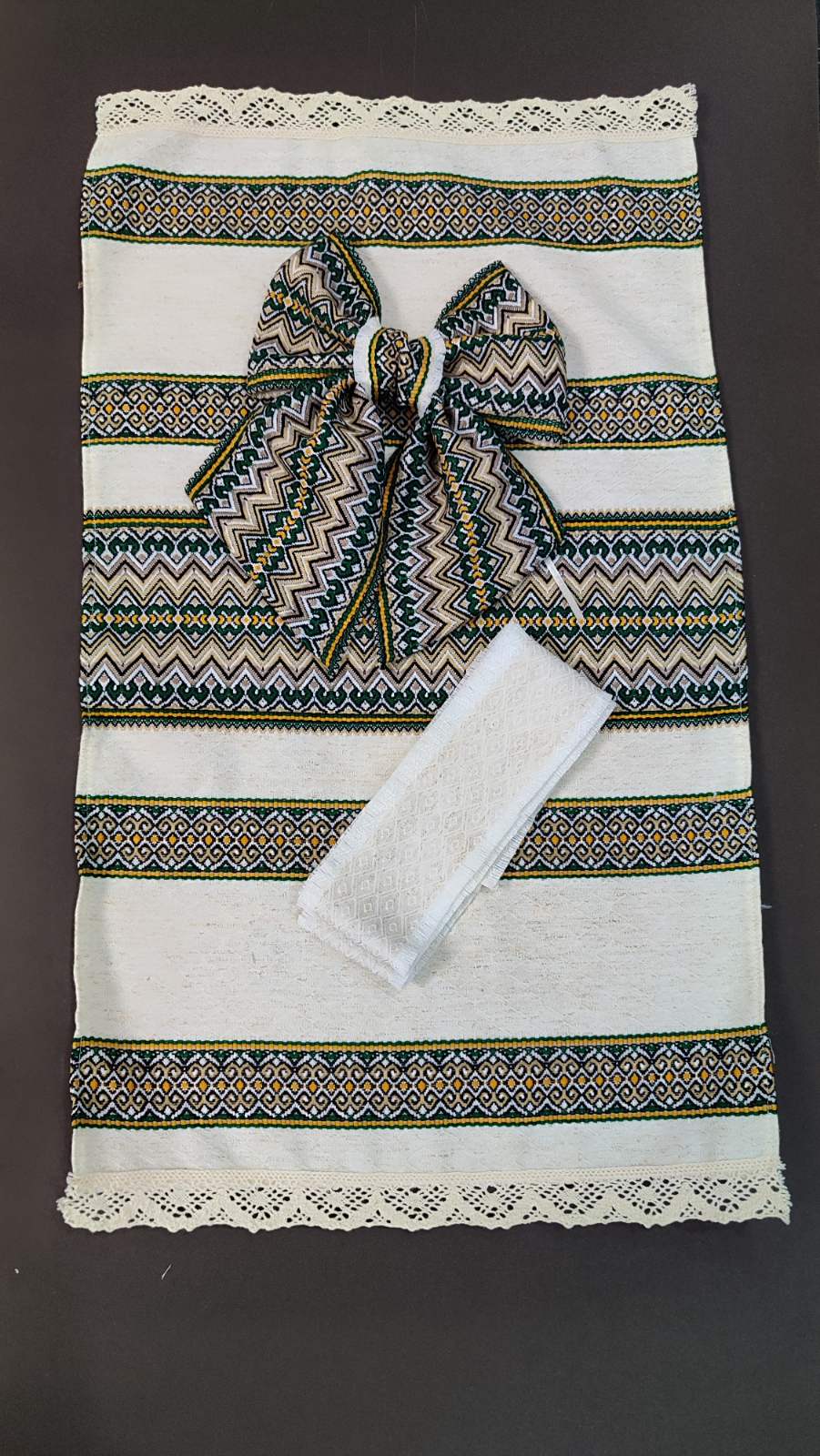 Декор для великоднього кошика - рушник +бант +стрічка (DGC-104)