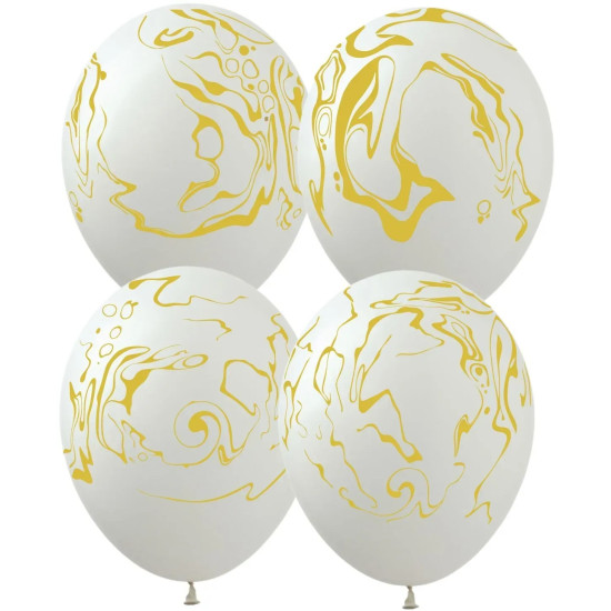 Шарики  латексные 12"(30сm) "Мрамор золото"  10шт (8200612)