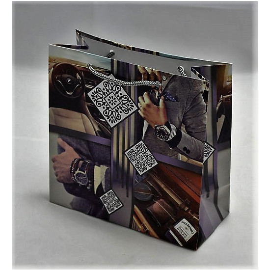 Пакет подарочный мужская серия 130гр, 16 х 16 х 8см (12шт/уп) Unison (PVM161608M)