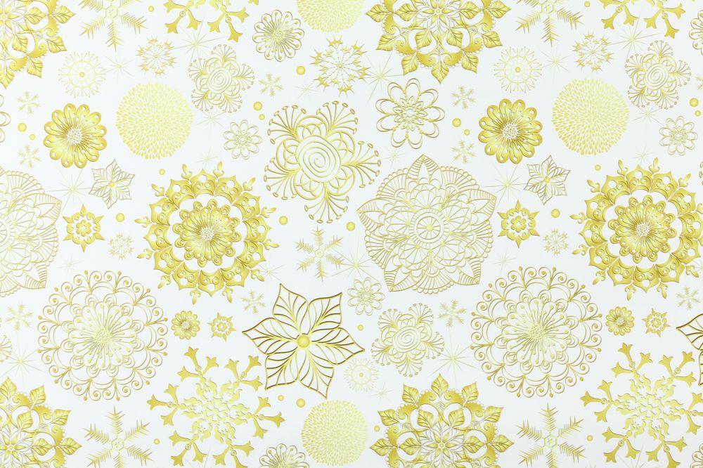 Бумага подарочная "снежинки золотые на белом" (PCZ10070-10-168)