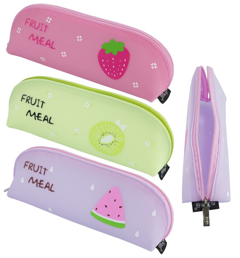 Пенал силикон. "Fruit meal" 20*7*5см, блистер, mix4 (P1571)