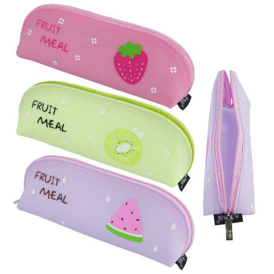 Пенал силикон. "Fruit meal" 20*7*5см, блистер, mix4 (P1571)