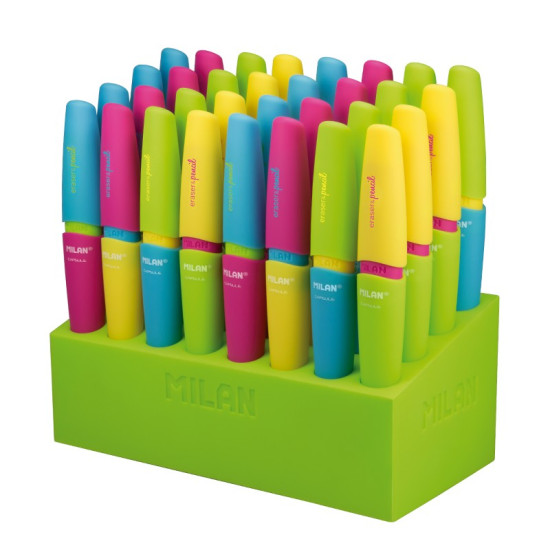 Карандаш мех. 2В с ластиком "Capsule" ТМ "MILAN" 0,7мм, в пластик.стой (185021932)