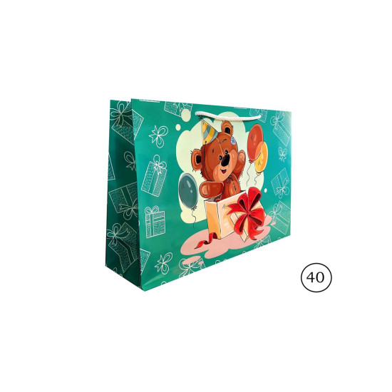 Пакет подарунковий ламінований дитяча серія 25 х 37,5 х 10 см, 170г/м2 Різнокольоровий Unison (W4  C)