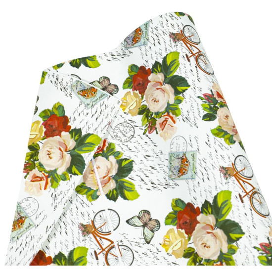 Крафт бумага двусторонняя, письмо в розах на белом PCD-35 (PCD-35)