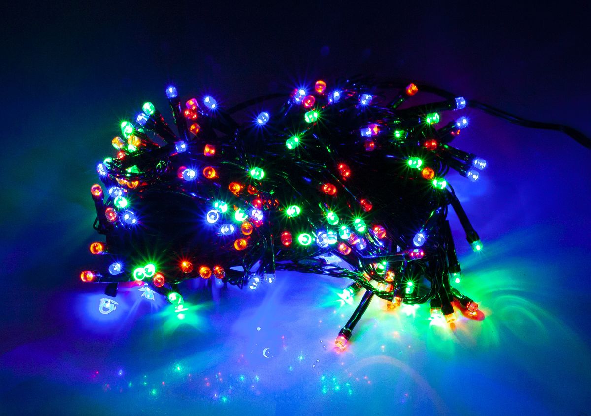 Гирлянда  LED 200, провод черный (8 режимов) (2-4)