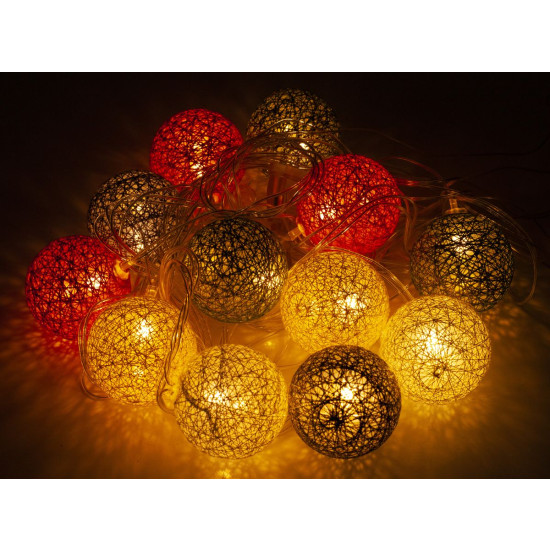 Фигурки 12 LED, "ШАРИК С НИТЕЙ 50мм ЦВЕТНАЯ", 4м, теплый белый (13511-07)