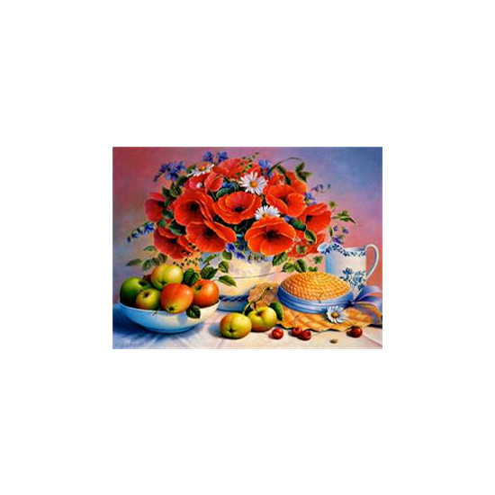 Алмазная мозаика   по номерам 30*40см "Маки" (GLD60280)